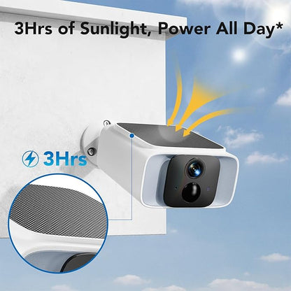 GNCC Solar Security Camera Outdoor, 2.4 & 5GHz WiFi Outdoor Security Camera 4MP Solar Powered WiFi Camera with Color Night Vision, Spotlight, PIR Motion Detection, Easy to Install, SD/Cloud Storage