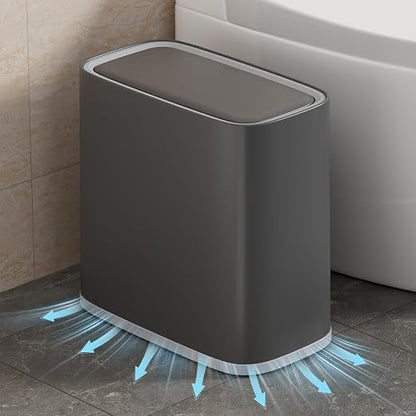 2.6 Gallon Small Slim Bathroom Trash Can with Lid, Dog Proof Garbage Can