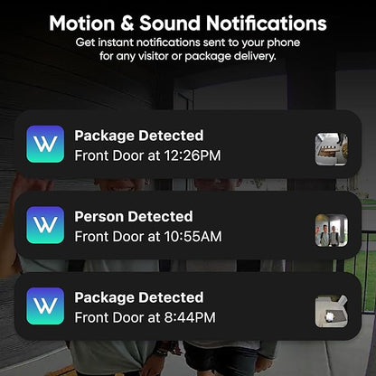 WYZE Wireless Duo Cam Video Doorbell (Chime Included), Battery Powered, 2K Full HD Video, 2 Cameras (People and Package), 2-Way Audio, Color Night Vision, Silver