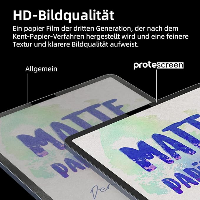 Pack of 3 Paper Film for iPad Pro 12.9 Inch (2022 M2/2021/2020/2018), Matte Paper Film Screen Protector for Writing Drawing Sketching