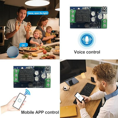 WiFi Smart Switch, Ewelink Smart Relay Module, Compatible with Alexa Google Home, USB 5v/12v/24v/48v Inching Selflock Remote ON Off(2 Pack)