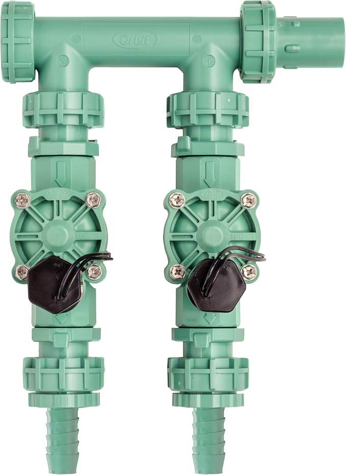 Orbit Sprinkler Valve Manifold System - Two Valves, Tri-Lingual (1)