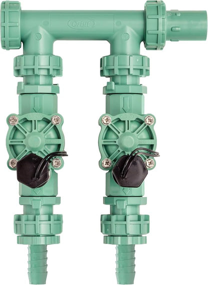 Orbit Sprinkler Valve Manifold System - Two Valves, Tri-Lingual (1)