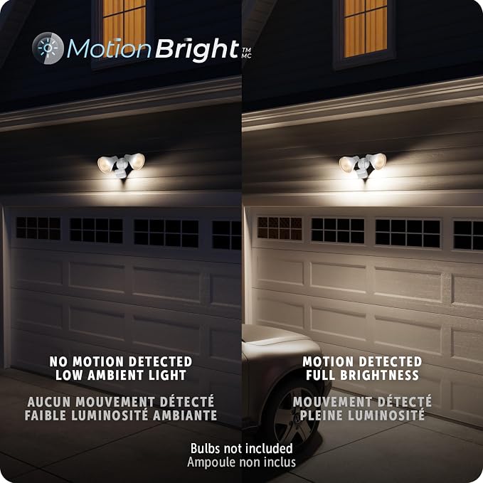 GLOBE 180-Degree 240 W Twin Head White Hardwired Motion Sensor Security Flood Light, MotionBright, Spotlight, Outdoor, Outside House Lights