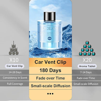 Amor Lyris 3.5OZ/100ml Large Car Air Freshener Refill, CO01/Dedicated Perfume Refill Air Fragrance Essential Oil Diffuser 6 Months Long Lasting, Car Scents Refill Made of Natural Plant Extracts, Ocean