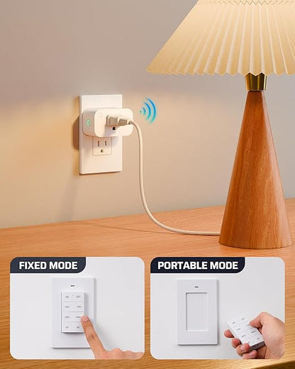 DEWENWILS Indoor Outlet Timer with Remote, 100FT Remote Control Outlet with 5/15/30/60Min & 2/4Hrs Countdown, 15A/1875W Light Timer for Lamps, Fans, Household Appliance