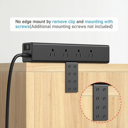 CCCEI Desk Outlet Station 45W USB C Port. 12 Outlet Desktop Clamp Power Strip Surge Protector 4800J with Switch. Nightstand Office Standing Desk Accessories, Fit Thicker Table Edge or Screw Mount, 4FT