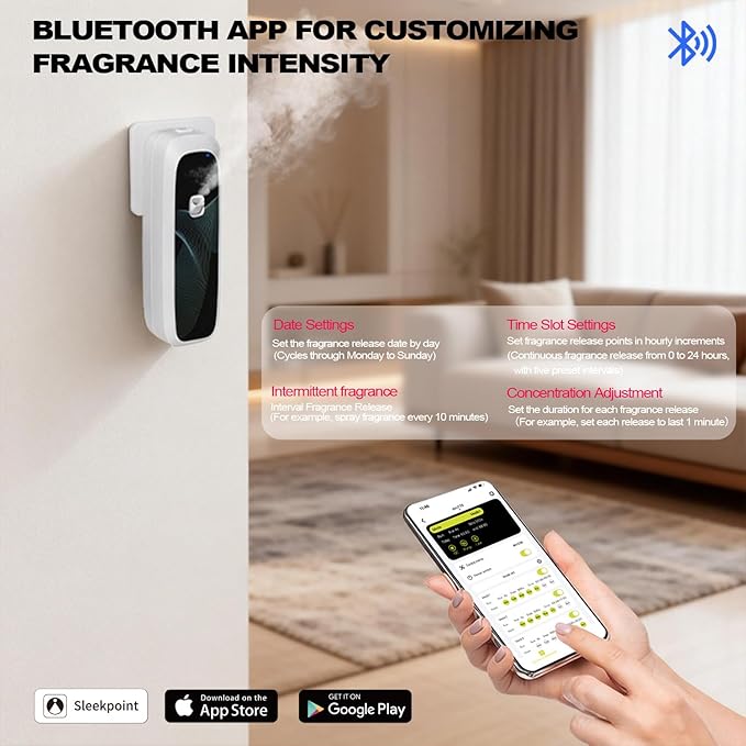 Smart Waterless Diffuser Plug in Wall for Essential Oils, App Control, 100ML, Covers Up to 800 sq ft for Home, Office, Spa & Studio - White