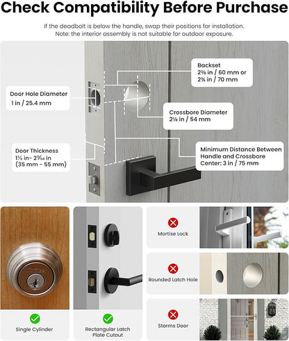 Lockin Veno Pro Smart Deadbolt Lock with 2K 180° Security Camera & Video Doorbell, AI Local Storage, Palm Vein & Fingerprint Keyless Entry, Front Door Smart Lock with Built-in Wi-Fi, App Control