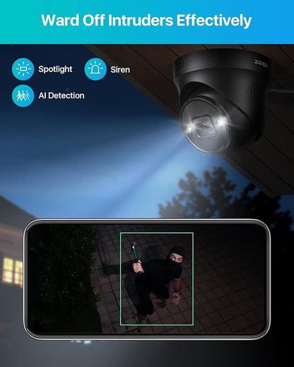 ZOSI 24CH 4K PoE Security Camera System, Face Person Vehicle Detection, 16pcs 4K Outdoor Spotlight PoE Cameras, 2 Way Audio, Night Vision, 24CH 8MP Dual Disk NVR with 4TB HDD for 24/7 Recording