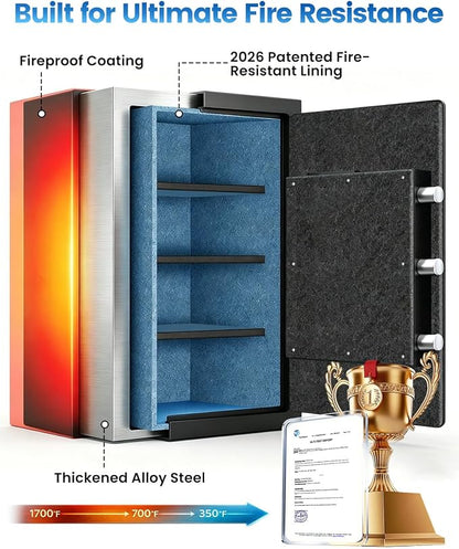 [𝟑𝟓𝐌𝐢𝐧 𝟏𝟕𝟎𝟎°𝐅] Fire Proof Safe for Home Documents 4.5 Cuft