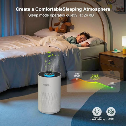 Air Purifiers for Bedroom Home up to 1350 ft² - Vniup H14 True HEPA Room Air Purifiers for Bedroom, with Fragrance Function Sleep Mode& Light Mode Air Cleaner for Pet Dander Odor Dust Smoke