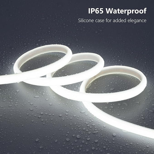 BENLUN AC 110V COB LED Strip Lights Outdoor Waterproof 65.6ft, 6000K Cool White Super Bright 200W CRI 90+ LED Rope Light, IP65 Flexible Cuttable, for Bedroom Garden Commercial House