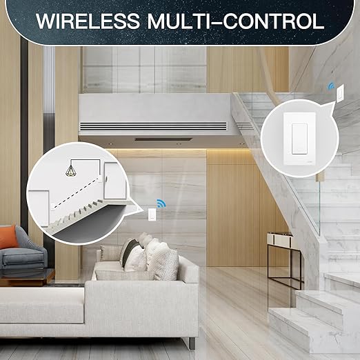 MOES Smart Single Pole Light Switch, 2.4GHz WiFi Wall Switch, Needs Neutral Wire, Multi-Control, Smart Life/TUYA APP Control, Voice Control with Alexa/Google Home, White 1 Gang