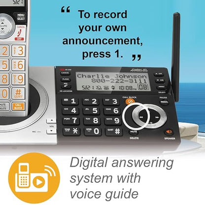 AT&T CL83107 DECT 6.0 Cordless Phone, 5-Handset, Silver/Black | Dual Keypad Base, Answering Machine, Smart Call Blocker, Caller ID Announcer, Intercom & Long Range