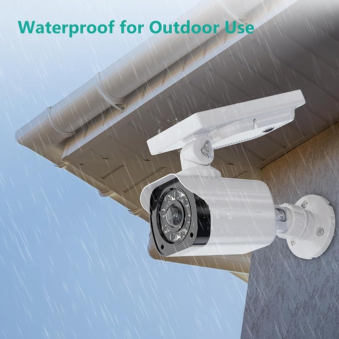 WALI Solar Powered Fake Camera with Motion Sensor Floodlight, 1 Pack, White