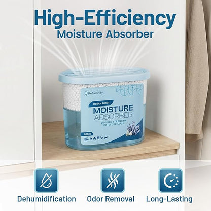 Premium Moisture Absorbers and Dehumidifier Tubs – High-Efficiency Closet Dehumidifier, Ocean Scent, 12 Pack, 7.5 Oz