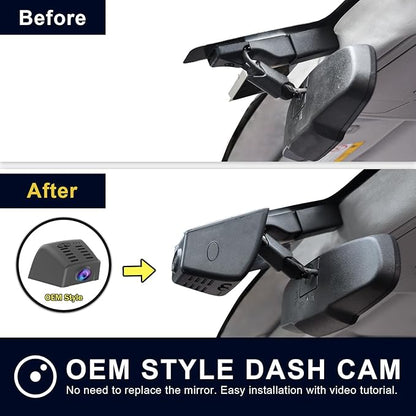Mangoal Front 4K & Rear 1080p Dash Cam fit for GMC Sierra Select 1500 2014-2021 Select 2500/3500 2015-2023(Model E), NO Vehicle Sensor Cover, 2160P Video, WiFi & APP, 128GB Card