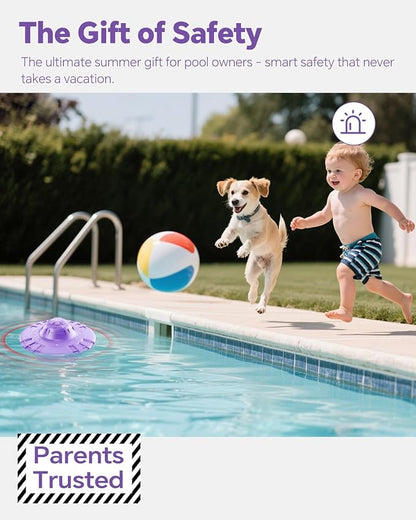 Pool Alarm, Floating Pool Safety Alarms for Inground & Above Ground Pools – Loud 110dB Alert, Adjustable Sensitivity, Protection for Kids & Pets (Purple)