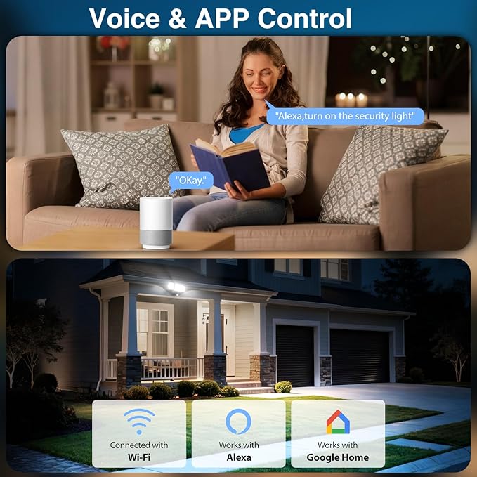 120W Smart Flood Light Outdoor, 12000lm Motion Sensor Outdoor Lights, WiFi Alexa Floodlight APP Control, 2700K-6500K Motion Lights for Outside, IP65 Waterproof LED Security Light, Black