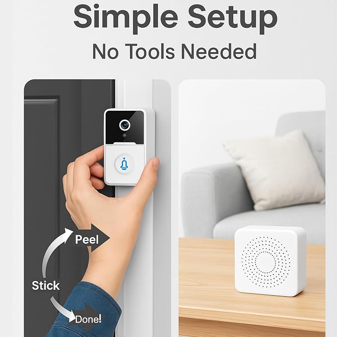 Doorbell Camera – Wireless Doorbell with Camera for Home, Battery Operated, 2-Way Audio & Motion Detector, Video Doorbell Chime