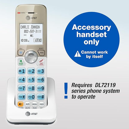 AT&T DL70019 Additional Handset for DL72x19 Series Cordless Phone - Bluetooth Connect to Cell, Smart Call Blocker, 1.8" Backlit Display, Big Buttons, Intercom