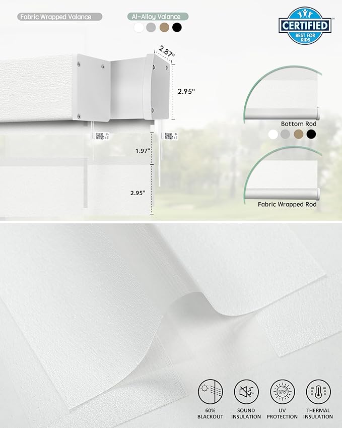 Yoolax Motorized Matter Zebra Blinds Compatible with Alexa, Google Home, Apple HomeKit, Light Filtering Smart Blinds, Privacy Light Control Horizontal Window Blind for Home (60% Shading Sheer White)