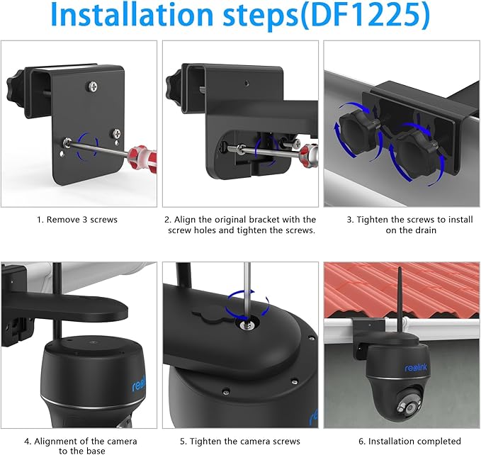 Gutter Bracket Mount for Reolink Argus PT 3MP/4MP/5MP/2K,Reolink Argus PT 4K/8MP, Reolink Go PT Ultra Camera and Solar Panel (1pack,Black)