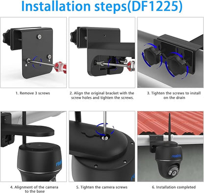 Gutter Bracket Mount for Reolink Argus PT 3MP/4MP/5MP/2K,Reolink Argus PT 4K/8MP, Reolink Go PT Ultra Camera and Solar Panel (1pack,Black)