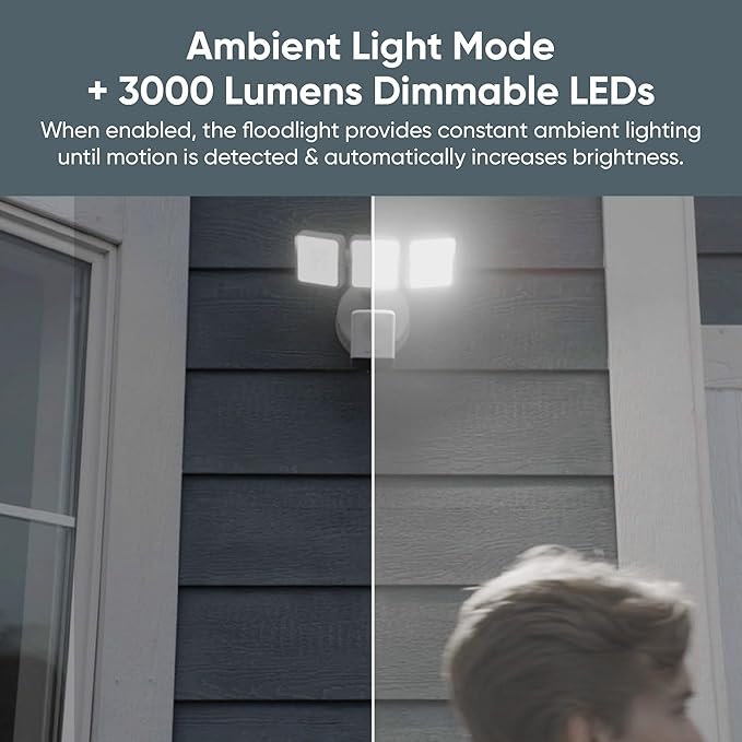 WYZE Floodlight Camera Pro, 3000-Lumen LEDs, 180° Wide View, 2K HD Outdoor Security Camera, Motion Detection, 105dB Siren, Cloud & Local Storage, Color Night Vision, Wired (Renewed)