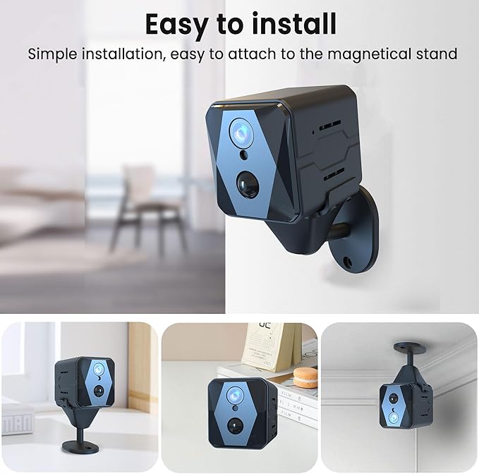 vebiliki 4K Spy Camera, Hidden Camera, WiFi Mini Cam, Durable Standby Time, Real-Time Recording, AI Motion Detection, Cloud & SD Storage, Auto Night Vision, Ideal Nanny Cam for Home Security