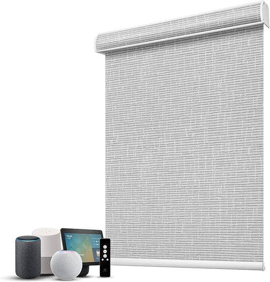 SmartWings Motorized 100% Blackout Shades Blinds, Custom Size, Cordless Window Shades with Rechargeable Battery, Works with Matter/Apple HomeKit, Alexa, Thread/Zigbee, Remote Optional, Safar Smoke