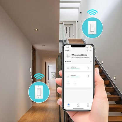 Smart Light Switch, Aoycocr In-Wall Smart Home Switch with Remote Control and Timer, Compatible with Alexa, Google Assistant and IFTTT, No Hub and Neutral Wire Required, ETL and FCC Listed