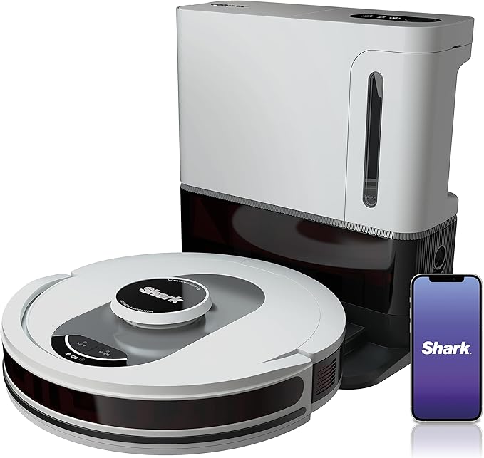 Shark AV2511AE/AV251WA AI Ultra Robot Vacuum, with Matrix Clean, Home Mapping, 60-Day Capacity Bagless Self Empty Base, Perfect for Pet Hair, Wifi, Compatible with Alexa, Black/Silver (Renewed)