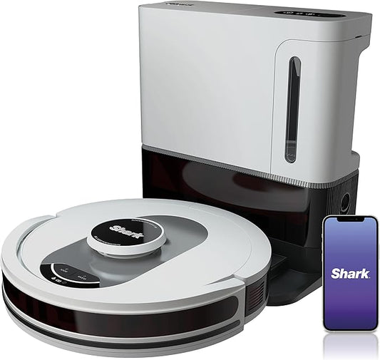 Shark AV2511AE/AV251WA AI Ultra Robot Vacuum, with Matrix Clean, Home Mapping, 60-Day Capacity Bagless Self Empty Base, Perfect for Pet Hair, Wifi, Compatible with Alexa, Black/Silver (Renewed)