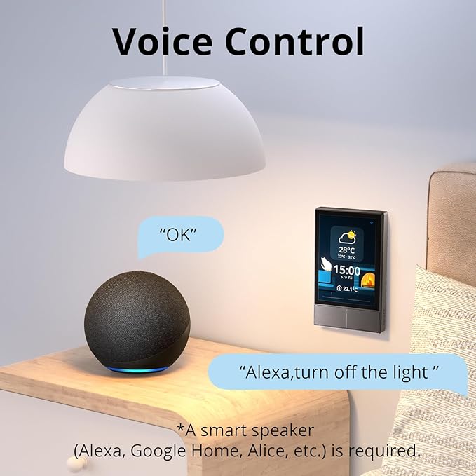 SONOFF NSPanel Smart Switch - 2-Switch Panel Home Control With Touchscreen, Temperature Function, Lights Control - Compatible With Alexa and Google Home, Black