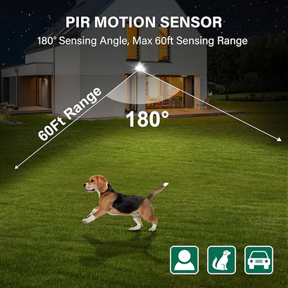 2 Pack Motion Sensor, 180-Degree Replacement Motion Detector, Adjustable Time & Detection Sensitivity Up to 60 Feet Range, 3 Working Modes Pir Motion Sensor for Security Floodlight, Brown, UL Listed