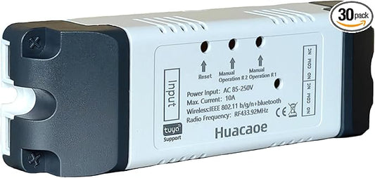 Tuya 2 Channel Updated AC 85-250V, Momentary Inching Self-Locking Relay Module,Tuya App Remote Control,WiFi RF Bluetooth Switch Module,Dry Contact,Compatible with Alexa Goolge Home