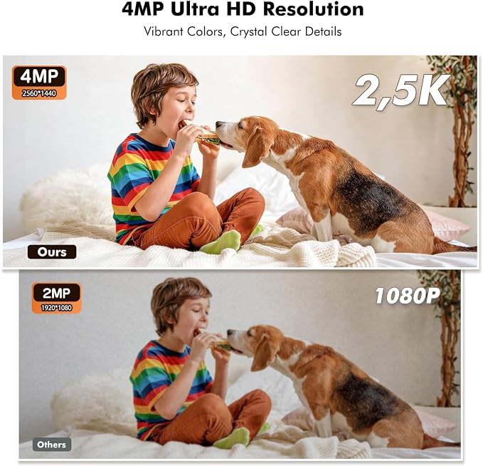 Battery Powered Indoor Camera Wireless 2 Pack with 2.5K Color Night Vision