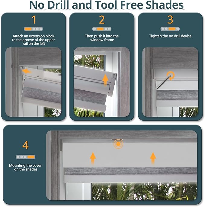 Motorized Blinds No Drill Automatic Roller Shades with Remote Control Smart Electric Window Blinds (White, 35 x 72)