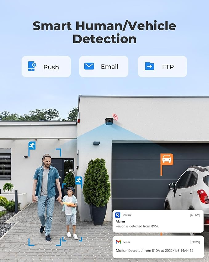 REOLINK 4K PoE NVR 8 Channel Pre-Installed 2TB HDD, 4K Ultra HD PoE Outdoor Security Cameras with Smart Detection, RLN8-410 NVR Bundle with RLC-810A and RLC-820A