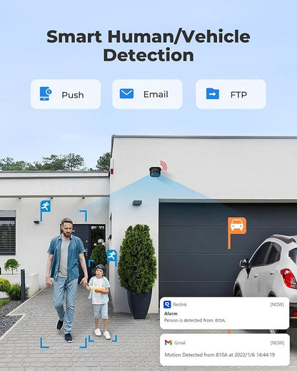 REOLINK 4K PoE NVR 8 Channel Pre-Installed 2TB HDD, 4K Ultra HD PoE Outdoor Security Cameras with Smart Detection, RLN8-410 NVR Bundle with RLC-810A and RLC-820A