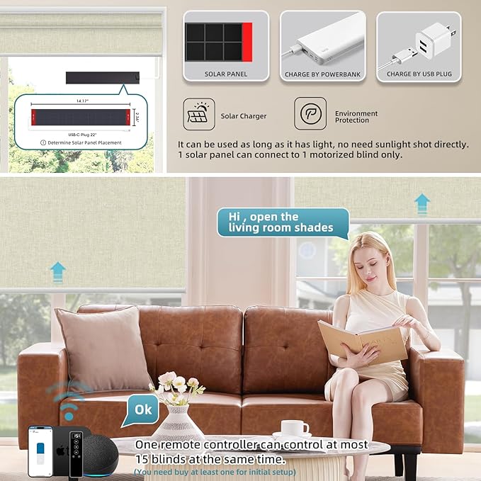 SmartWings Motorized Blinds Dual-Sided Cordless Smart Blackout Shades, Custom Size, Rechargeable Battery, Work with Matter/Apple HomeKit, Alexa, Thread/Zigbee, Remote Optional, Bouvardia Cream