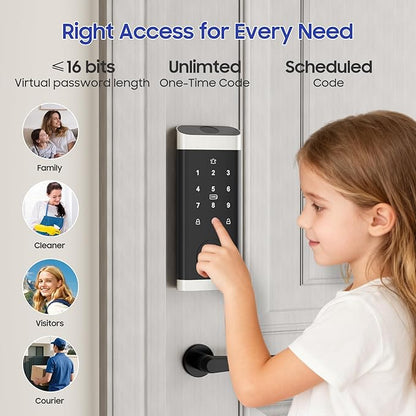 ECOSUNNY Smart Lock Keyless Entry Door Lock, Front Door Lock Set with Fingerprint & Anti-Peep Password, Smart Door Lock with Built-in Wi-Fi and App Control, IP66 Weatherproof for Rentals & Home
