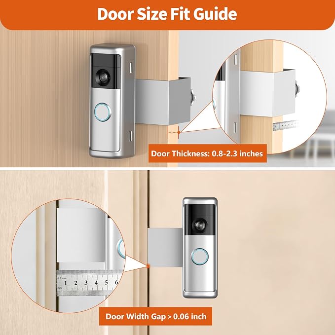Yaluyo No-Drill Doorbell Mount with Rain Cover, Anti-Theft Door Kits | Compatible with Battery Doorbell/Plus/Pro(2026 Model),Quick Install Doorbell Camera Holder for Apartment, Silver