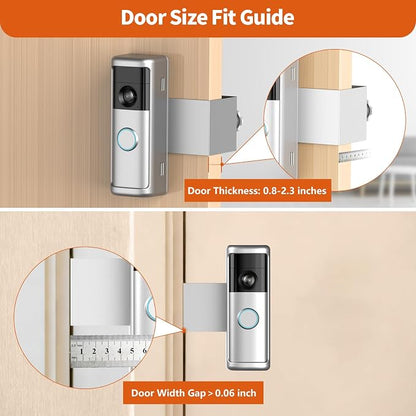 Yaluyo No-Drill Doorbell Mount with Rain Cover, Anti-Theft Door Kits | Compatible with Battery Doorbell/Plus/Pro(2026 Model),Quick Install Doorbell Camera Holder for Apartment, Silver
