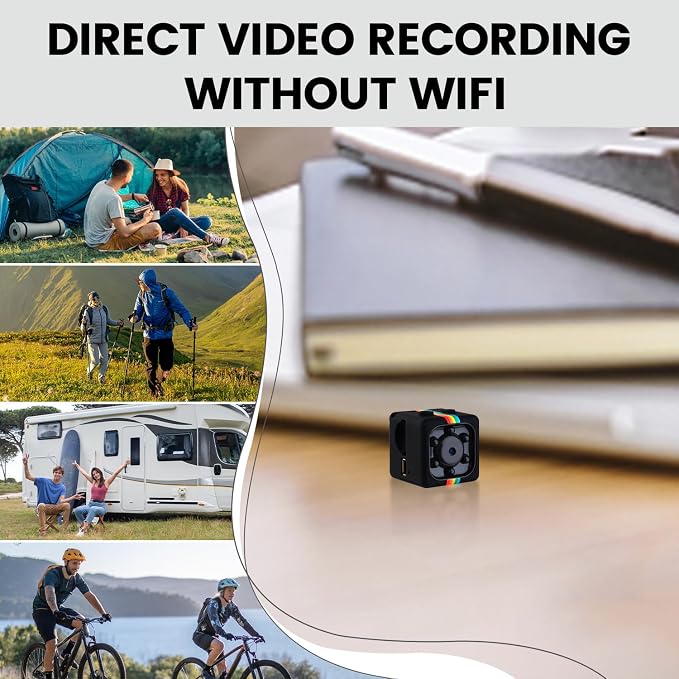 No WiFi Security Camera, 1080P Mini Camera, Built-in 32GB TF Card,Photoshoot, 360° Rotating Bracket, Night Vision, Small Cameras for Home/Cycling/Camping/Travel/Indoor Outdoor Security