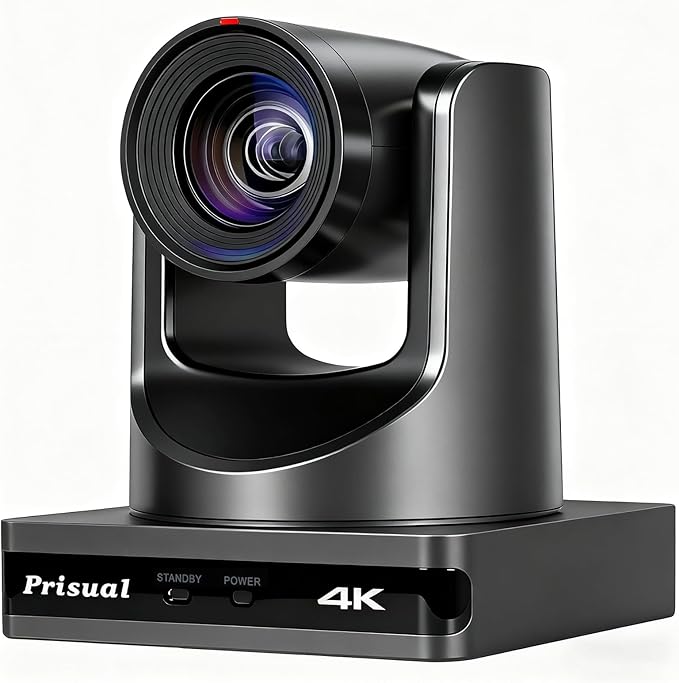 Prisual 4K HDMI/IP/USB PTZ Camera 20X, Advanced PTZ Auto Tracking Camera, 1/1.8”4K UHD 30P with Built-in Tally Light for Church Conference Events, PoE, PT20X-4K (NDI upgradable)