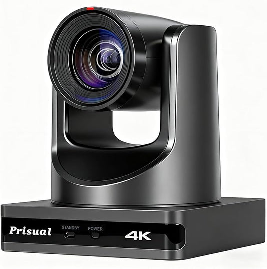 Prisual 4K HDMI/IP/USB PTZ Camera 20X, Advanced PTZ Auto Tracking Camera, 1/1.8”4K UHD 30P with Built-in Tally Light for Church Conference Events, PoE, PT20X-4K (NDI upgradable)