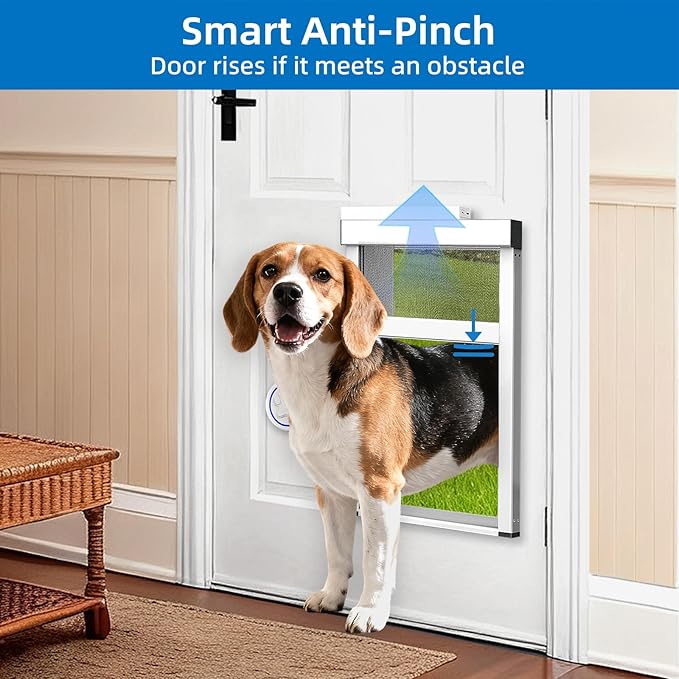 Customizable Size Automatic Dog Door for Door and Wall,No Collar,4 Modes